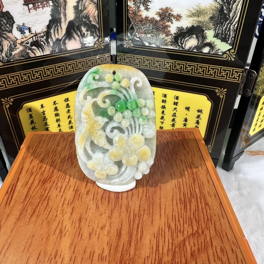 376-天然A货翡翠-花鸟