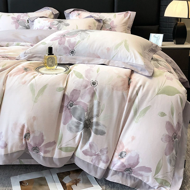 【秋冬款】加厚磨毛-全棉超柔亲肤磨毛 纯棉印花宽边双面四件套