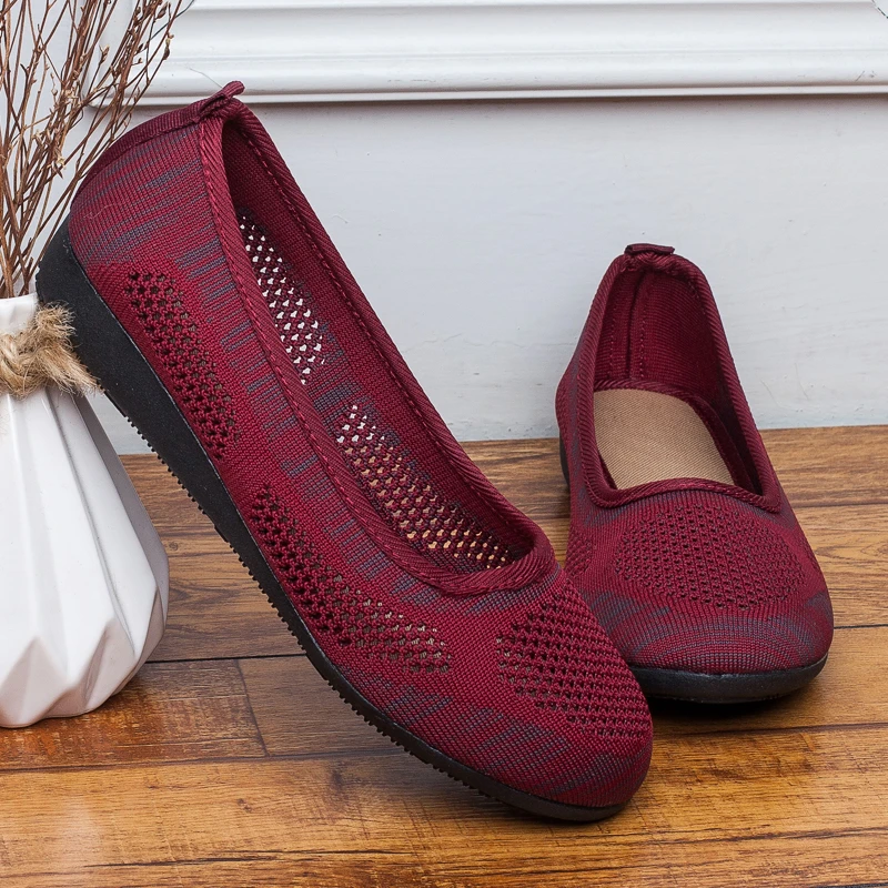 春夏季老北京布鞋女鞋中老年网面鞋平底鞋防滑透气妈妈鞋老人网鞋