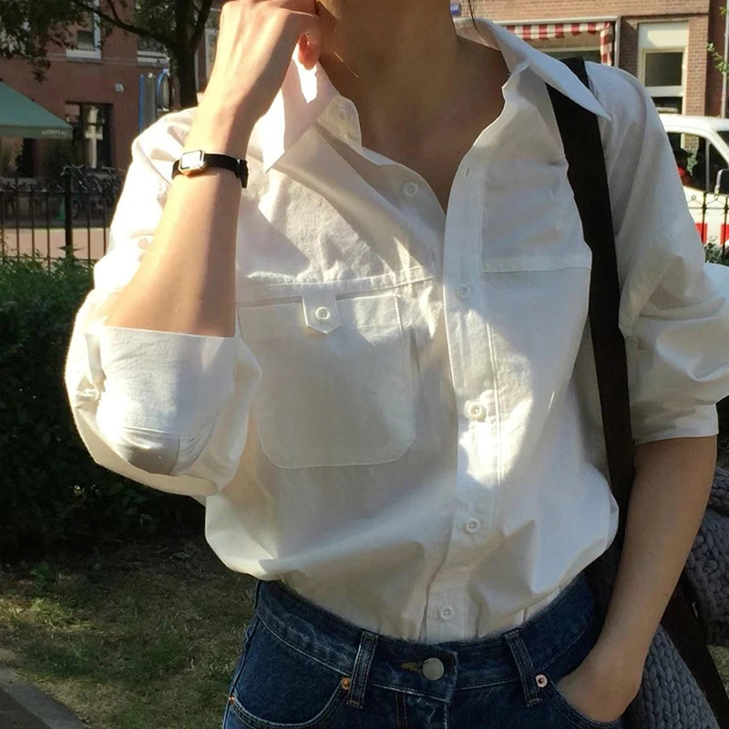 【泡菜】-新款简约日常通勤休息百搭设计感长袖衬衫