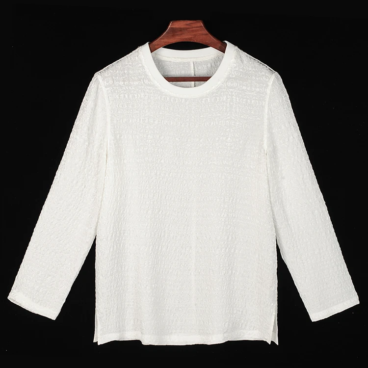 99022 男士单面穿长袖卫衣 桑蚕丝冠乐绉新中式圆领时尚休闲上衣