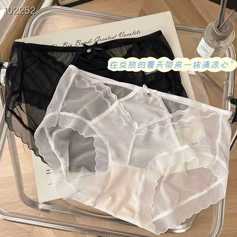 10条整包批-蕾丝少女内裤舒适透气镂空设计中腰女士三角裤