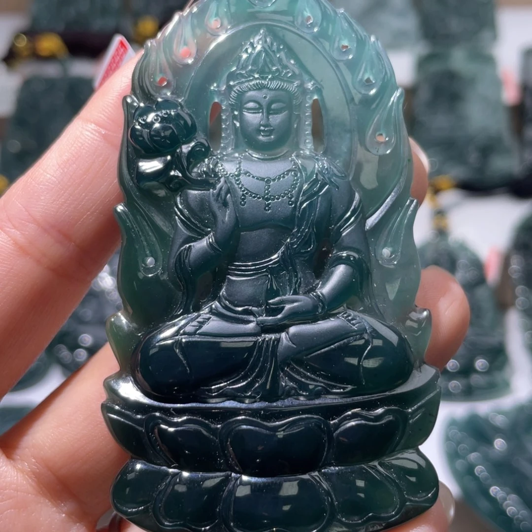 平***恩翡翠未镶嵌颈饰大势至