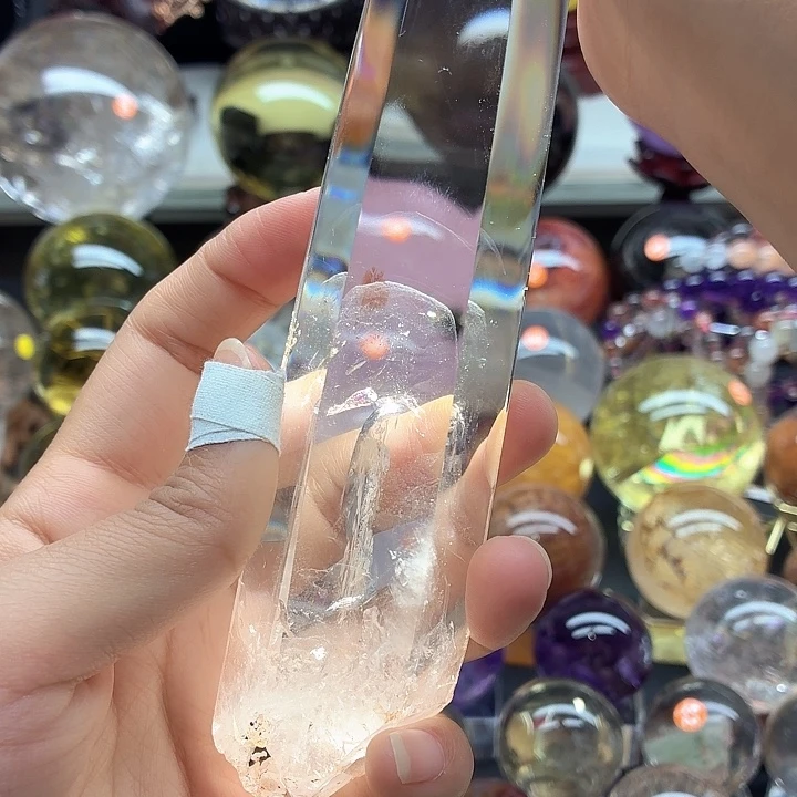 珠宝半成品水晶未镶嵌白水晶柱蓝针