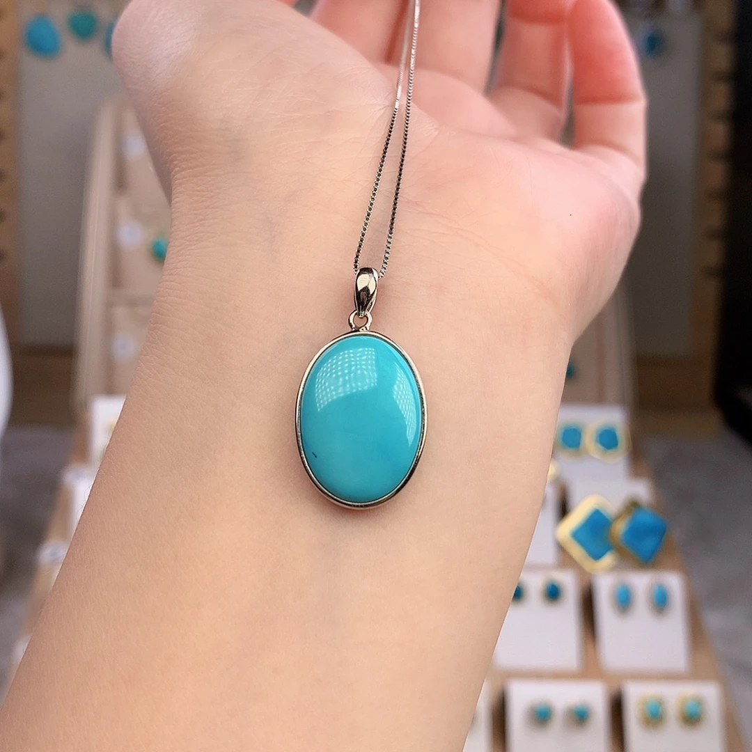 银S925镶嵌绿松石颈饰