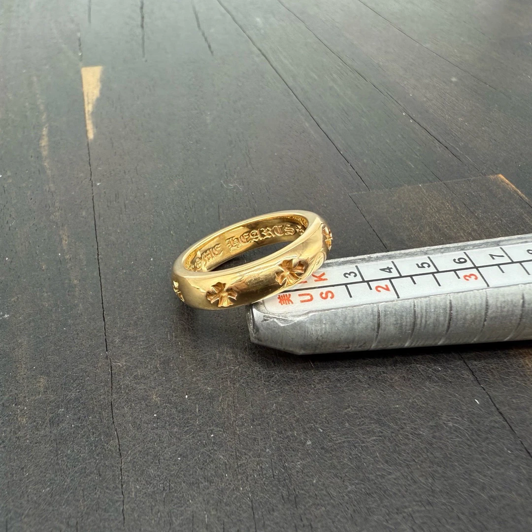 US8.5码 Chrome Hearts 克罗心 22k Nagetive凹十字花戒指