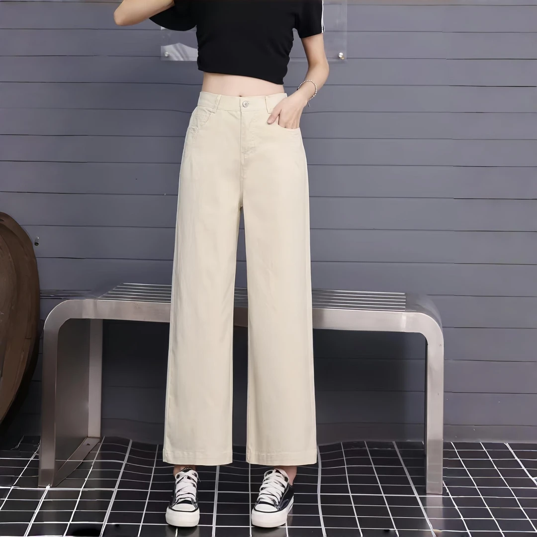 2025秋冬新款窄版阔腿裤高腰显瘦百搭裤子宽松大码直筒休闲裤女裤