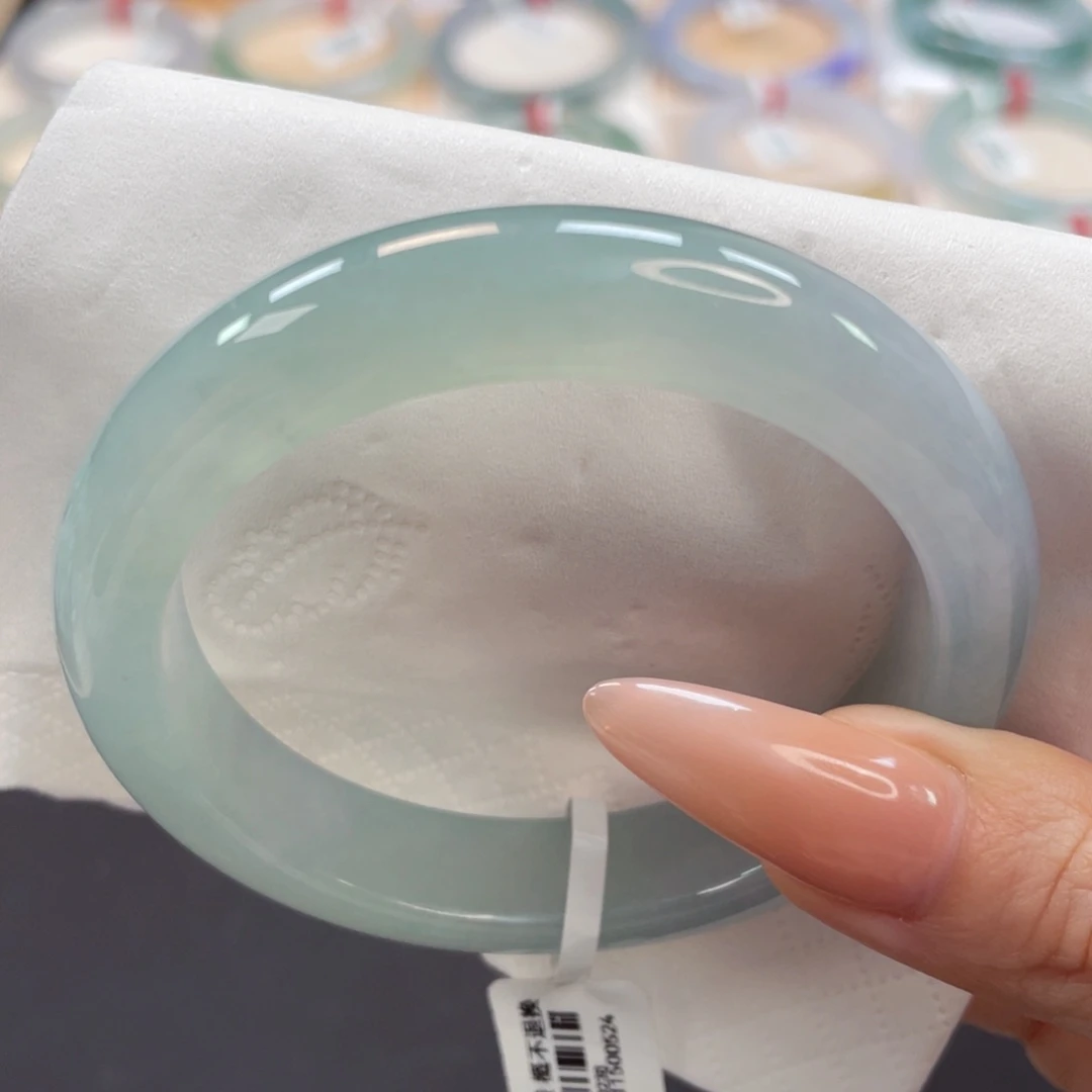 未镶嵌手镯翡翠55.5水润冰晴蓝42号