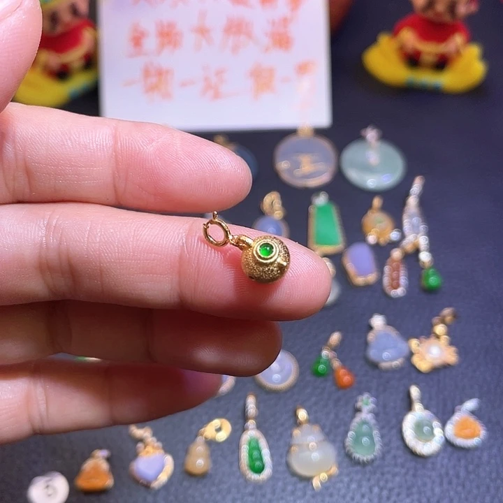 翡翠银S925镶嵌吊坠(不含链)天然翡翠