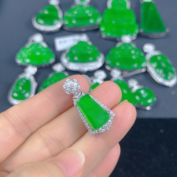 翡翠银S925镶嵌吊坠(不含链)