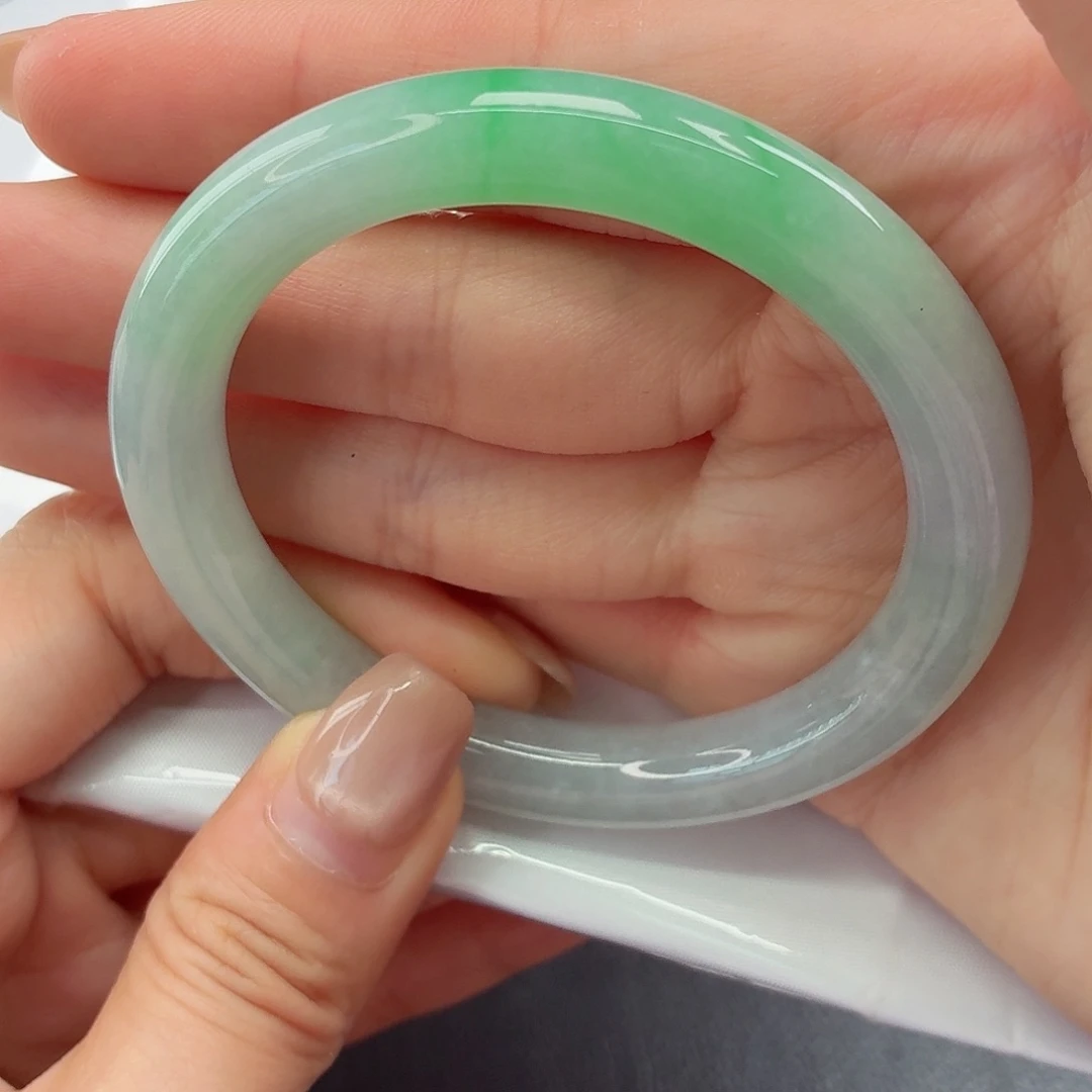 翡翠未镶嵌手镯圆条25号