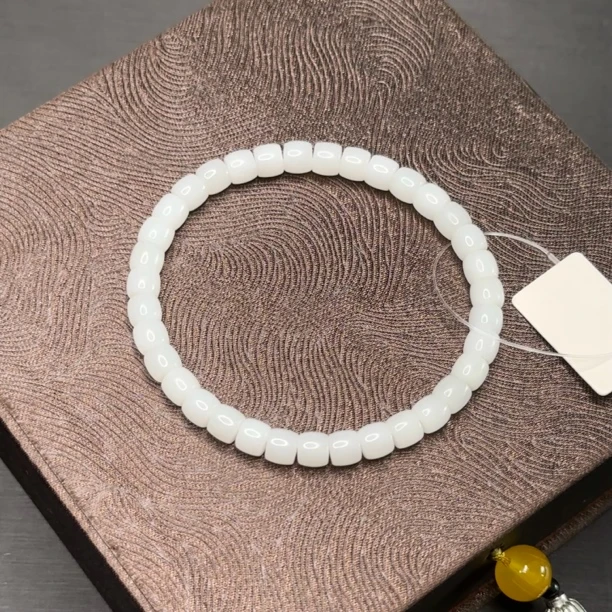 【玉珍缘】和田白玉老料6mm筒珠手串未镶嵌
