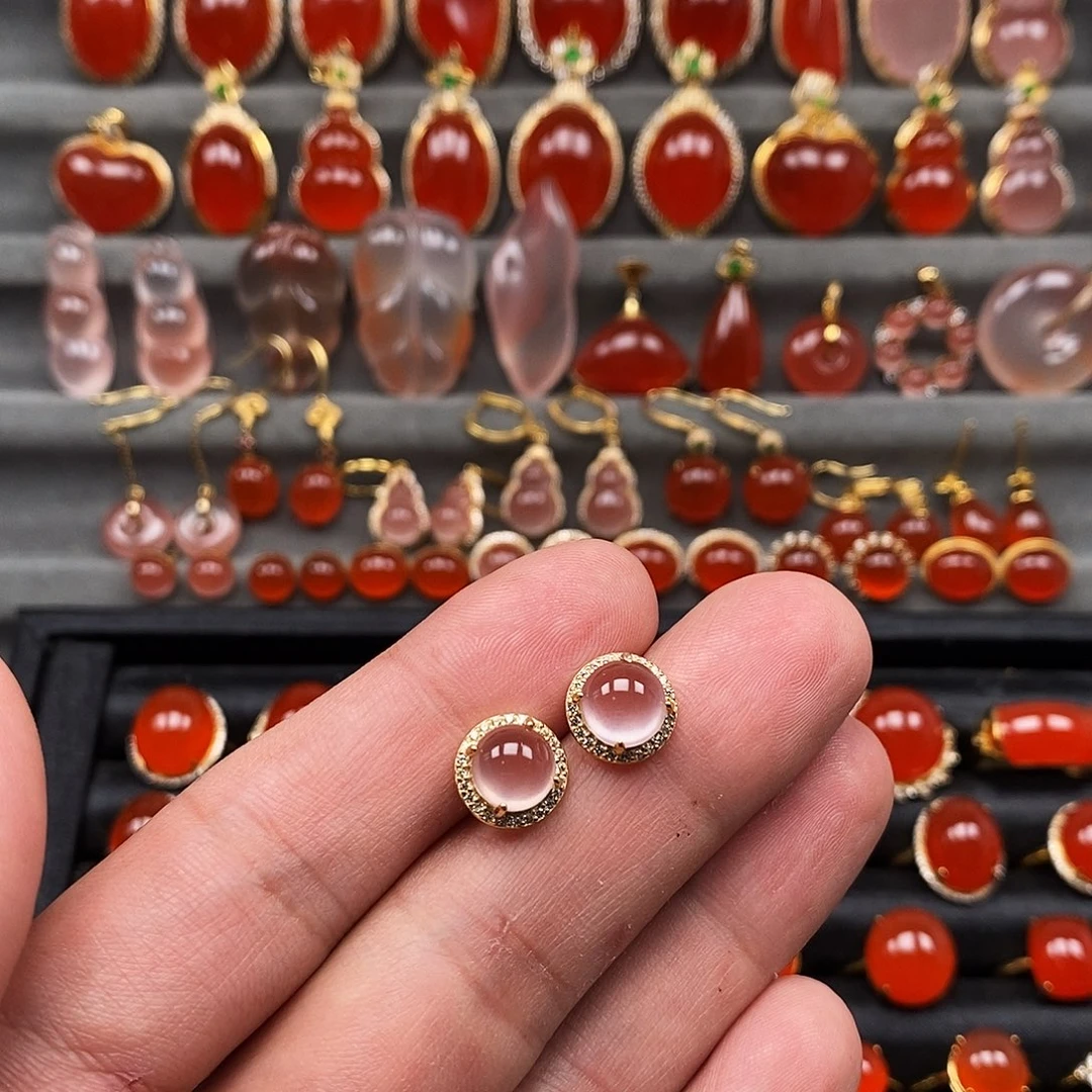 南红玛瑙银S925镶嵌颈饰