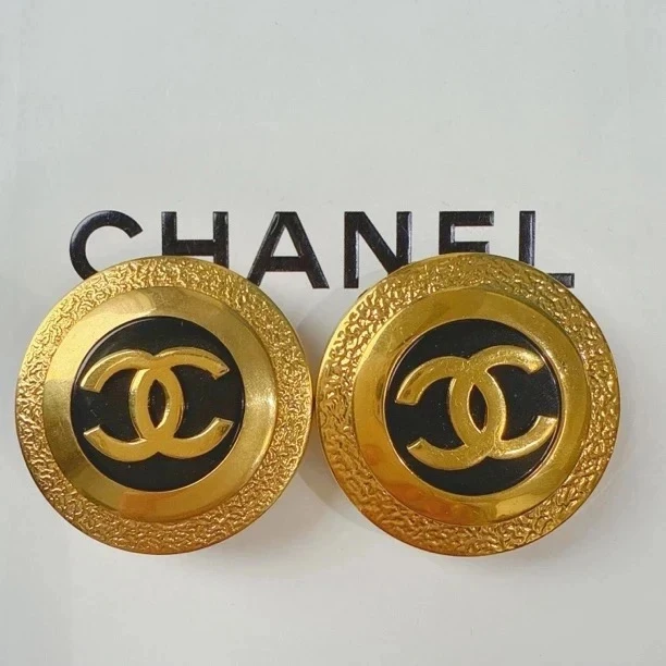 95新 Chanel/香奈儿 Chanel vintage香奈儿中古黑金耳夹