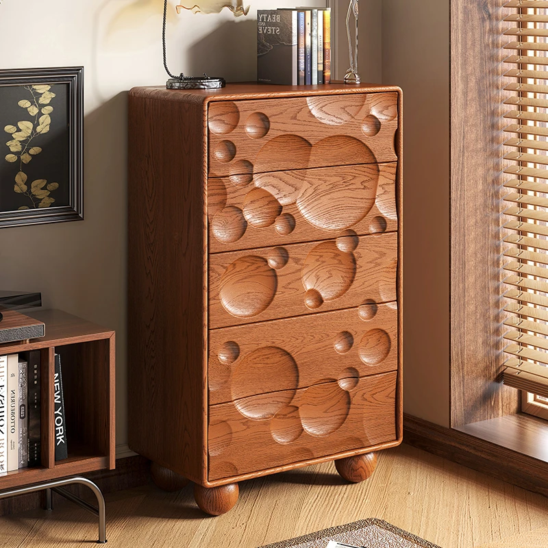 中古风实木五斗柜法式靠墙储物柜多功能家用创意泡泡柜大容量斗橱