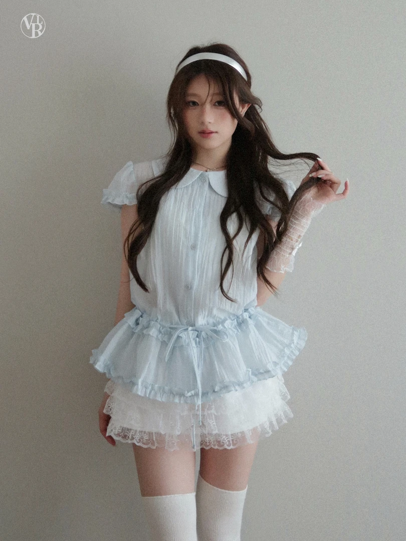 vuillard【济州画册Jeju】法式少女芭蕾风设计师定染不规则衬衫上衣