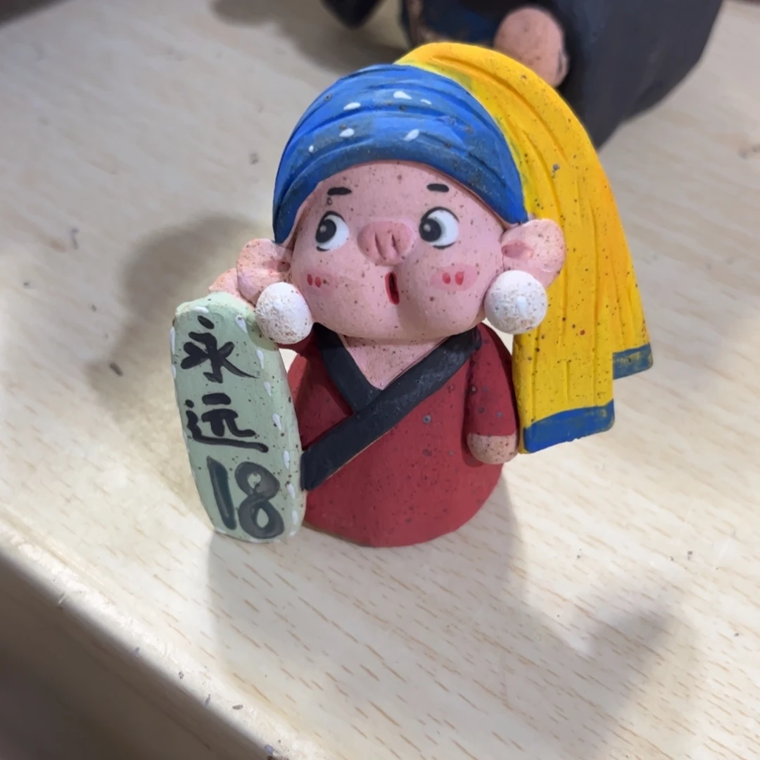 泥塑古镇炻陶花盆