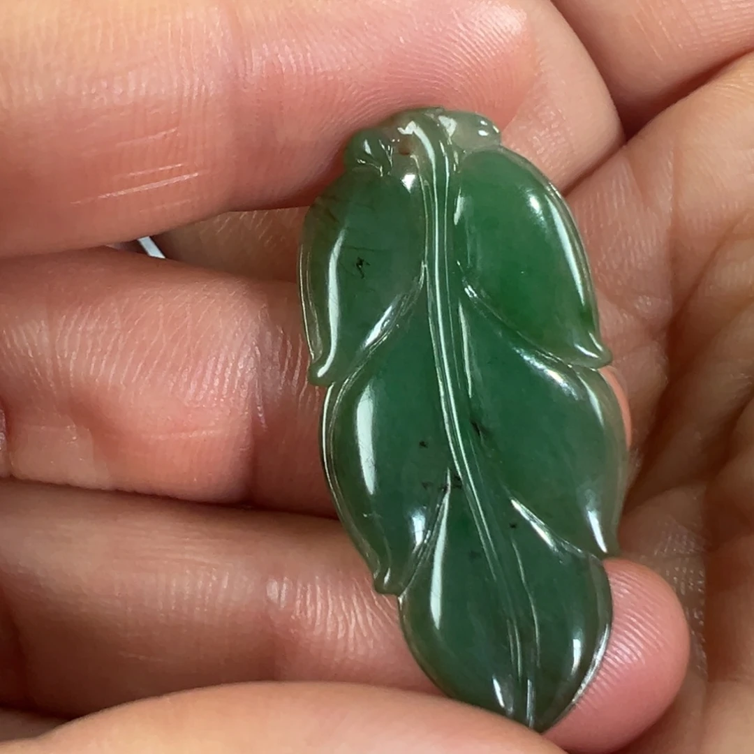 翡翠未镶嵌项圈天然翡翠老货叶子