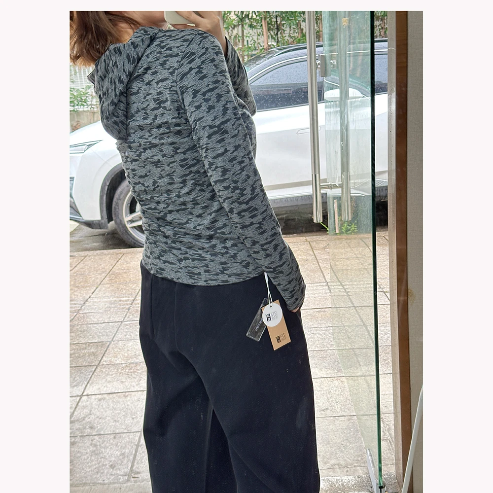 ZR091 秋季新款修身连帽长袖T恤女士休闲豹纹上衣