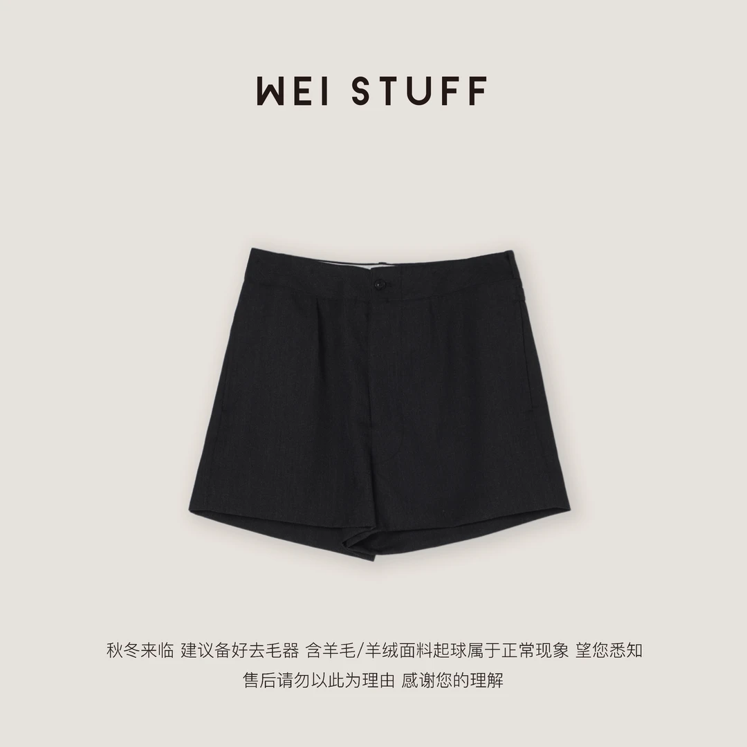 WEI STUFF  “简型无界”  高腰显瘦百搭休闲夏日羊毛短裤 9080.