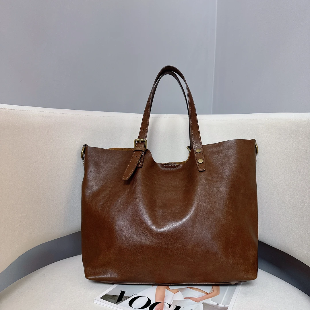 【悠闲西雅图】树膏植鞣头层牛皮手提单肩斜跨休闲女包#B359