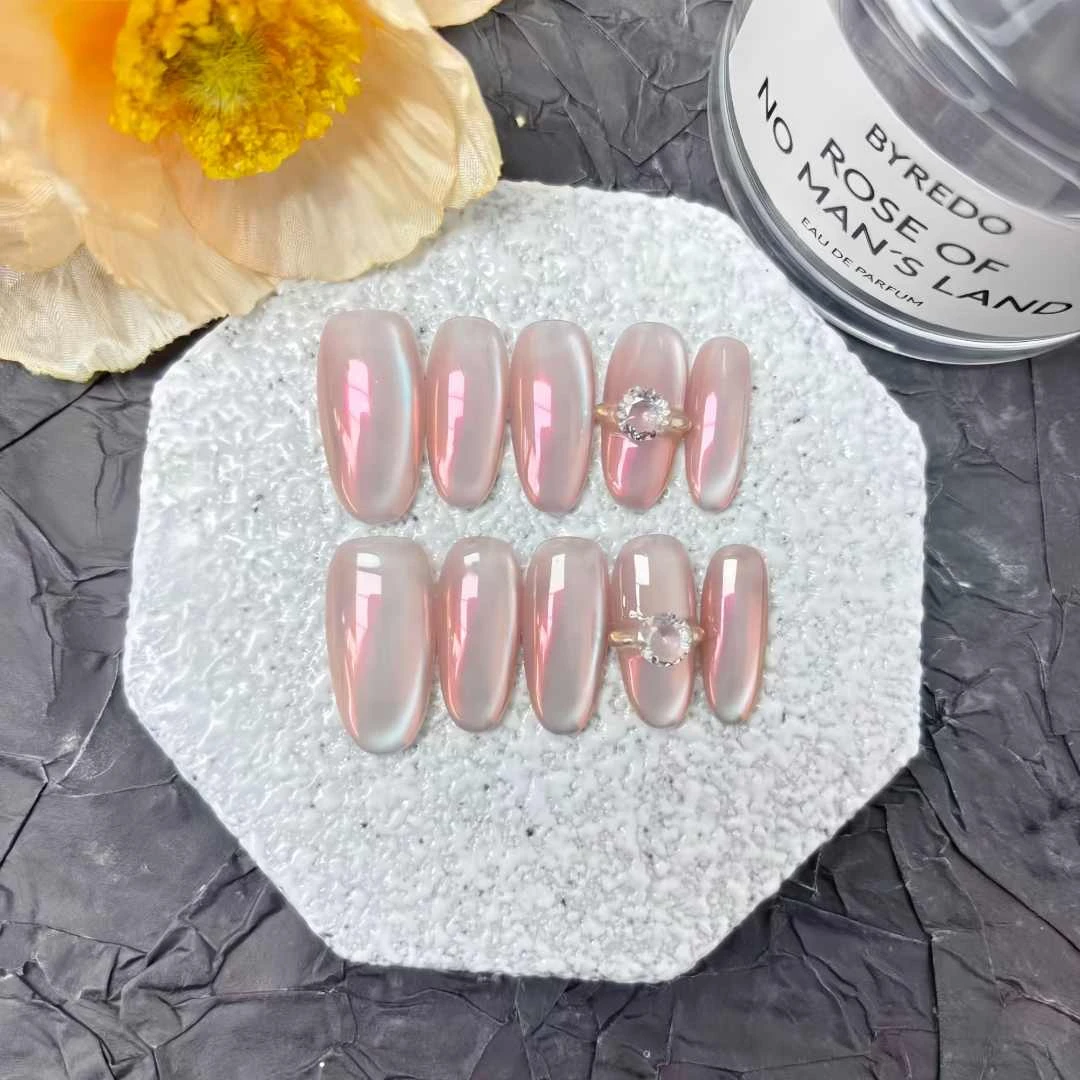 美甲熊原创高级轻奢纯手工穿戴甲 中椭圆23mm 编号 31002