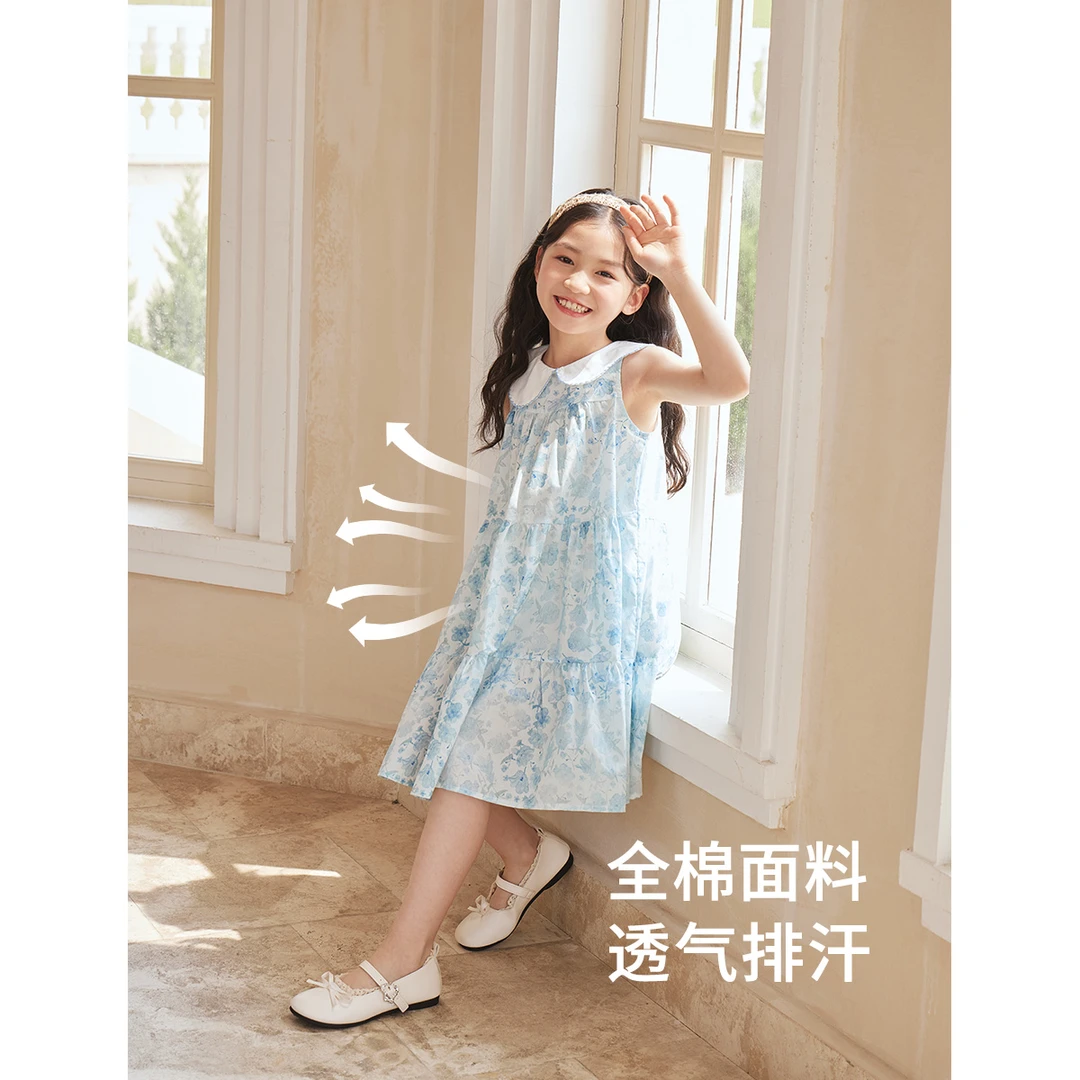 皇室童缘女童蓬松A字裙2025夏季娃娃领连衣裙碎花裙子17680470043