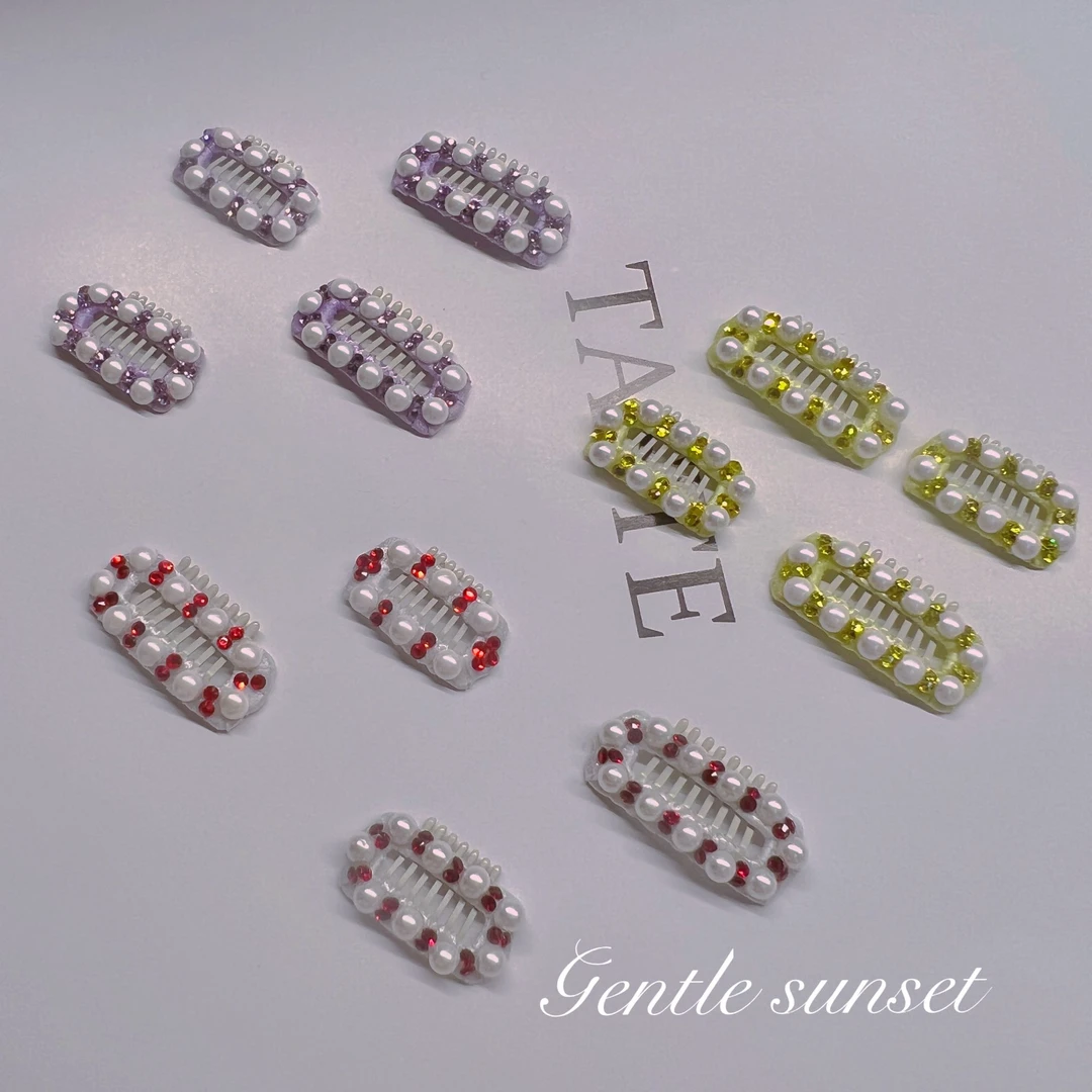 哆啦手作｜珍珠拼钻宠物BB夹蝴蝶结萌宠头饰约克夏马尔济斯碎发夹