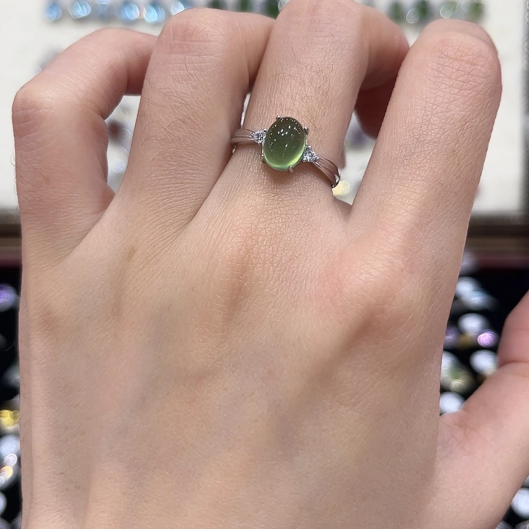 岫玉银S925镶嵌戒指