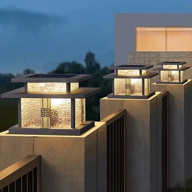 【买一送一】新款不锈钢双层太阳能柱头灯别墅庭院门柱大门柱子灯