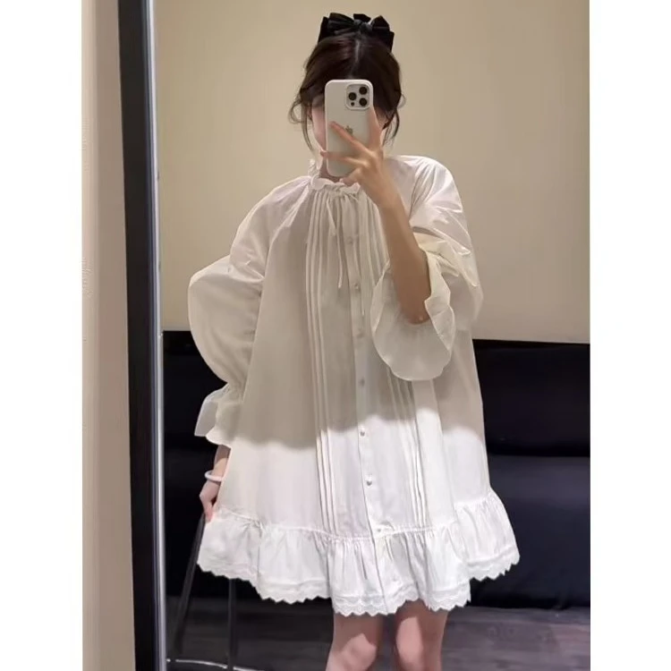 新款秋季小香风领连衣裙高级感时尚长袖衬衫裙子气质小个子