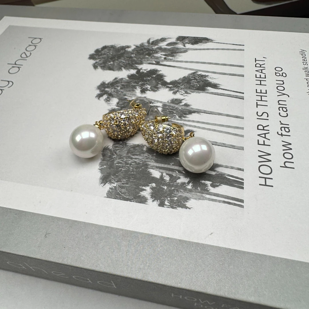 铜合金仿珍珠耳饰 轻奢时尚百搭复古法式简约精致耳钉ed1915