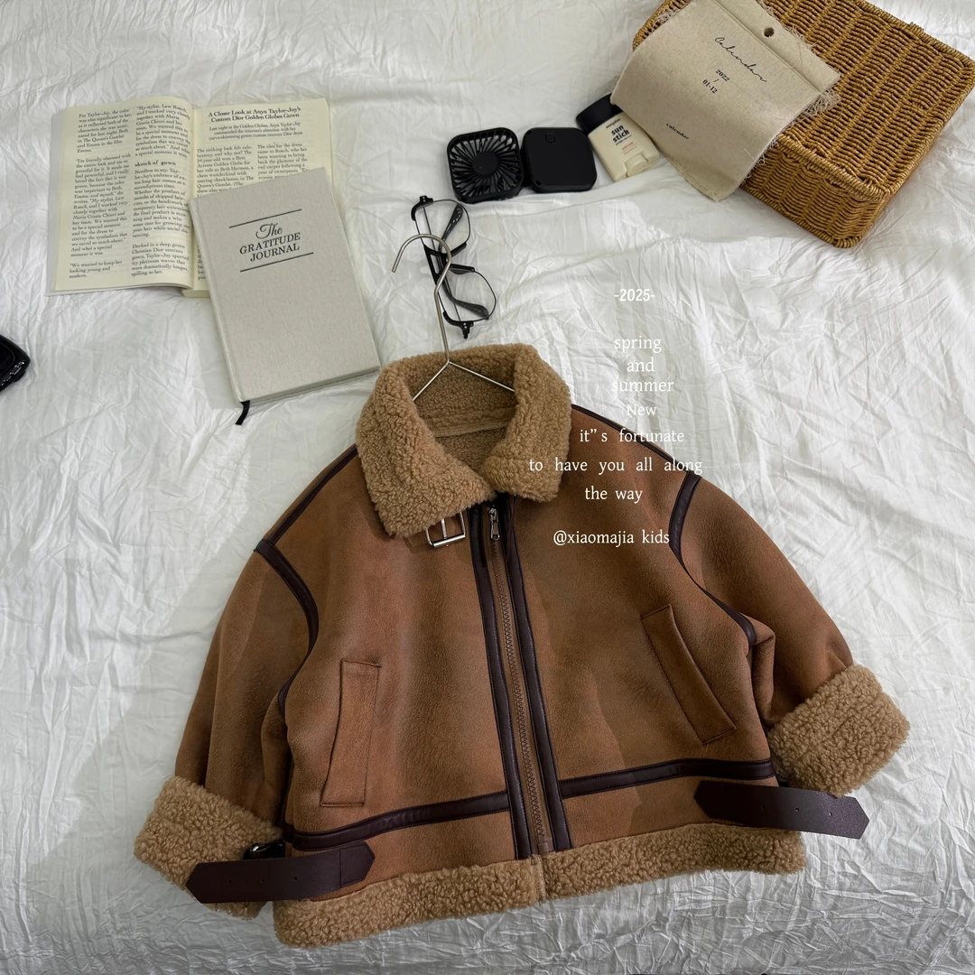 小马家2025冬季儿童拉链翻领棉服D-6738保暖加厚毛毛棉衣中性