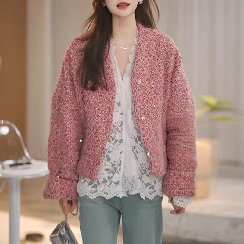 2025秋季新款时尚减龄气质显瘦设计感衣服女潮流圆领百搭长袖外套