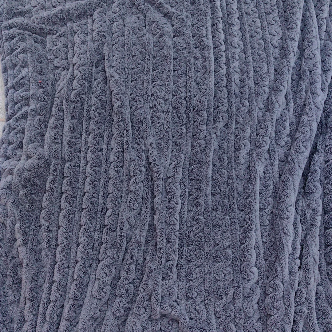 【灰色】麻花纹塔芙蓉毛毯冬季加厚毛毯