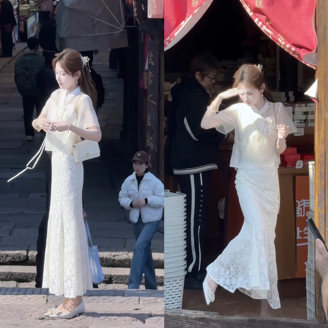 【婷婷】《白玉海棠》蕾丝脱卸式旗袍套装 TTY2SX110