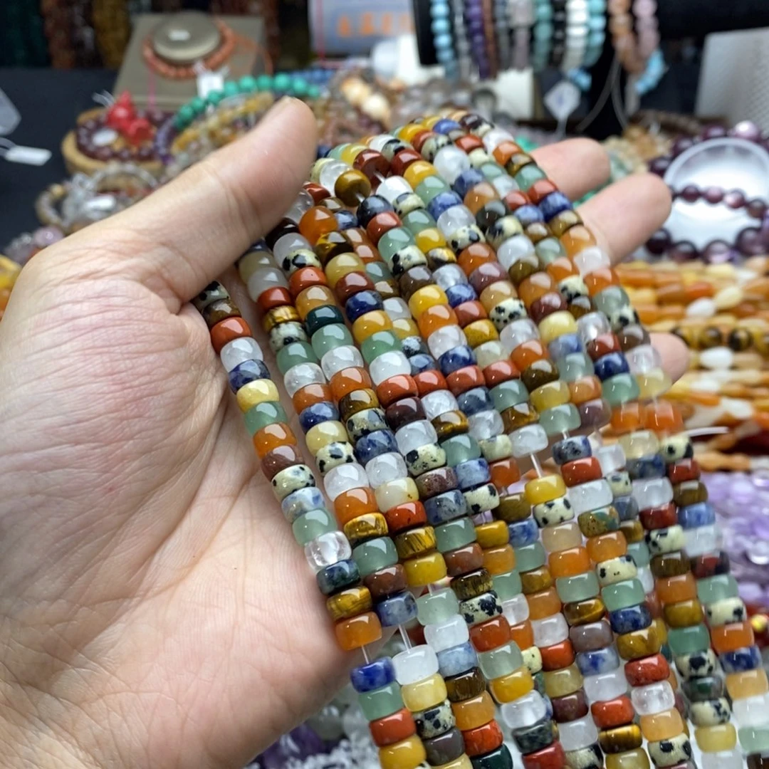 玛瑙/玉髓未镶嵌珠宝半成品一条天然石7mm多宝剁珠隔片