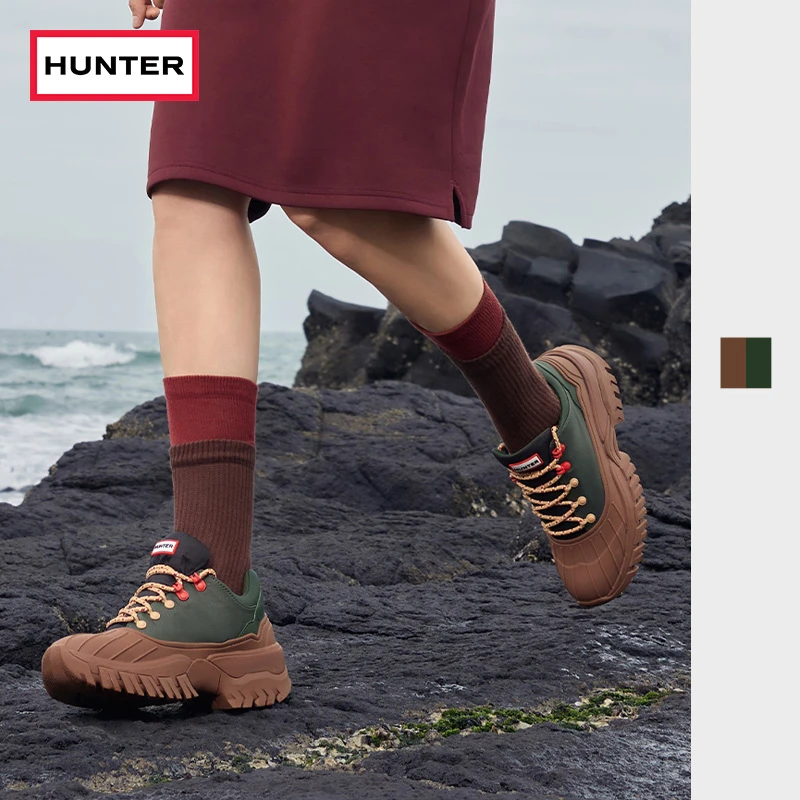 HUNTER2025早秋新款女鞋可拆卸防撕裂罩猎鸭靴户外徒步防滑登山靴