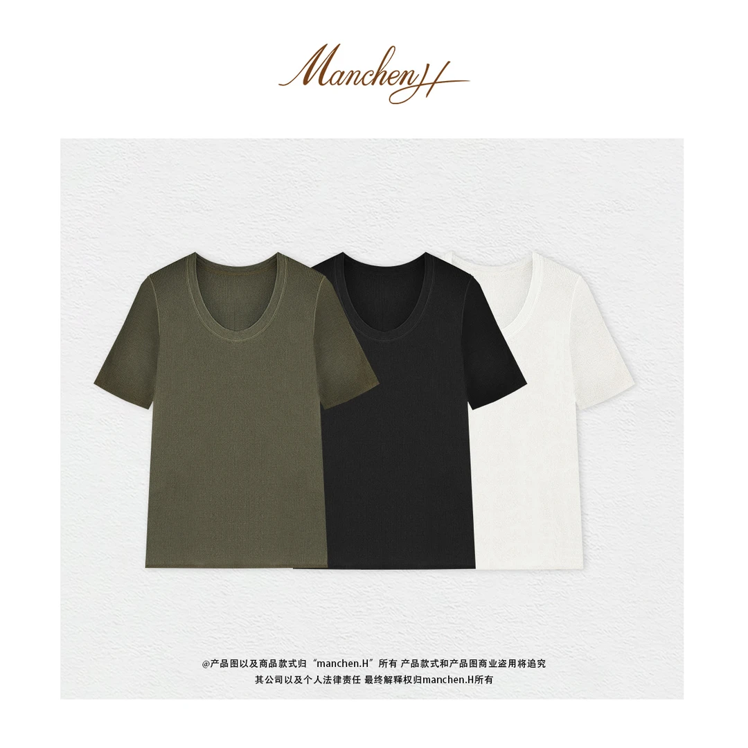 H姐曼辰“U领天鹅颈”客订德国扬子纱2股60s全精纺高弹针织U领打底