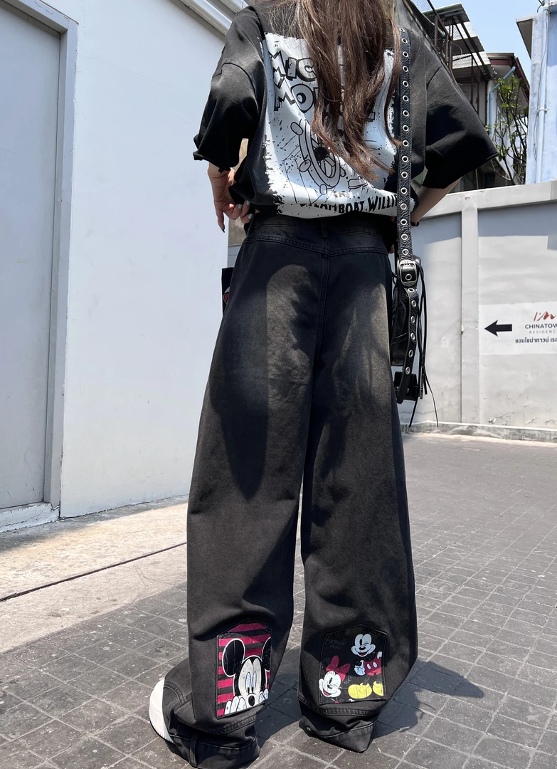 【陶格】复古卡通印花休闲直通牛仔裤TG25A1K765