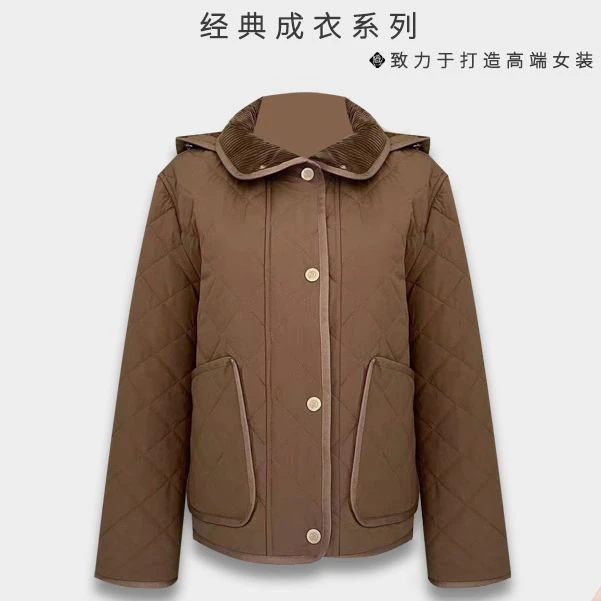 【小画家】美拉德色系复古菱格可拆卸连帽棉衣外套8T137W1038