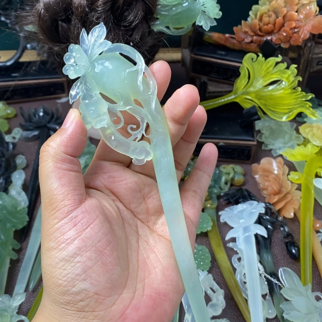小****蛇纹石玉未镶嵌发饰