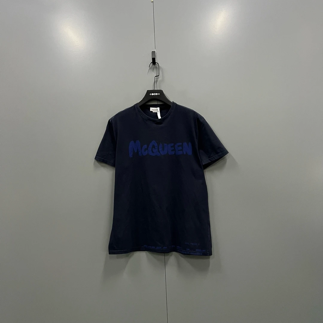 白菜 藏青色字母短袖 M码 009495