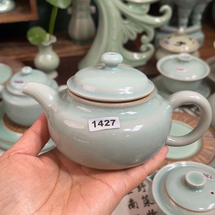 主人杯1427手工仿古壶，青鸾汝瓷原矿釉