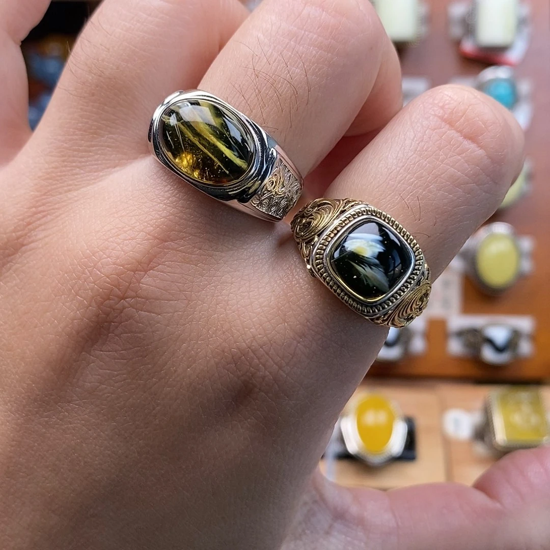 琥珀戒指未镶嵌琥珀