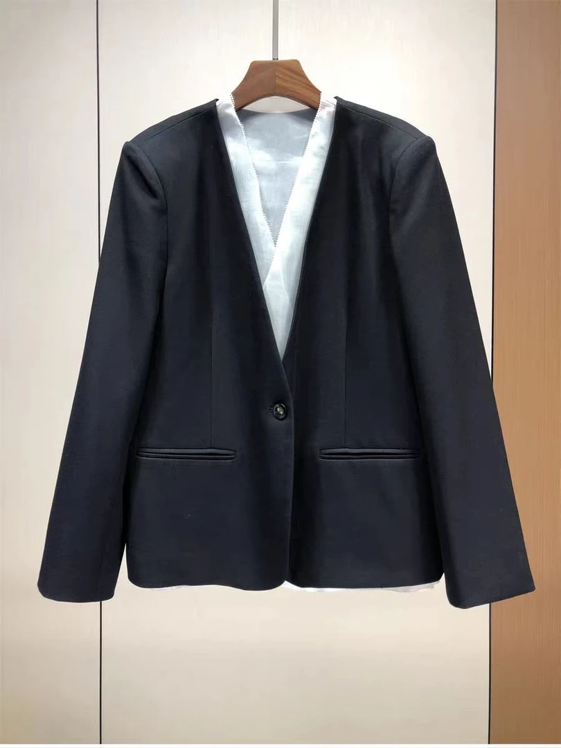 2025新款一粒扣小西装简约松弛感通勤法式宽松气质小西服25510