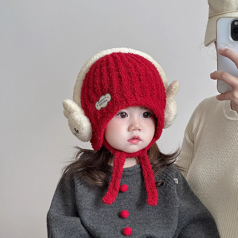 【小布丁】儿童帽子冬毛绒帽加厚保暖护耳帽男女宝宝可爱超萌针织帽