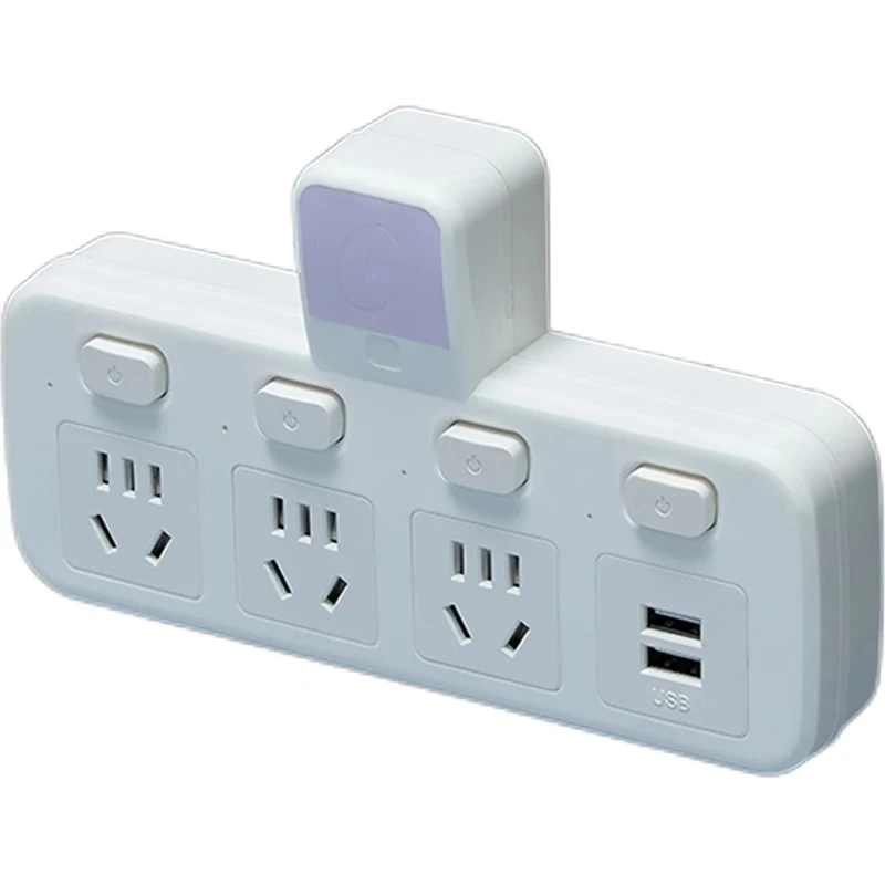 公正牛适用多孔转换器功能面板插座一转二三多位带夜灯扩展插头家