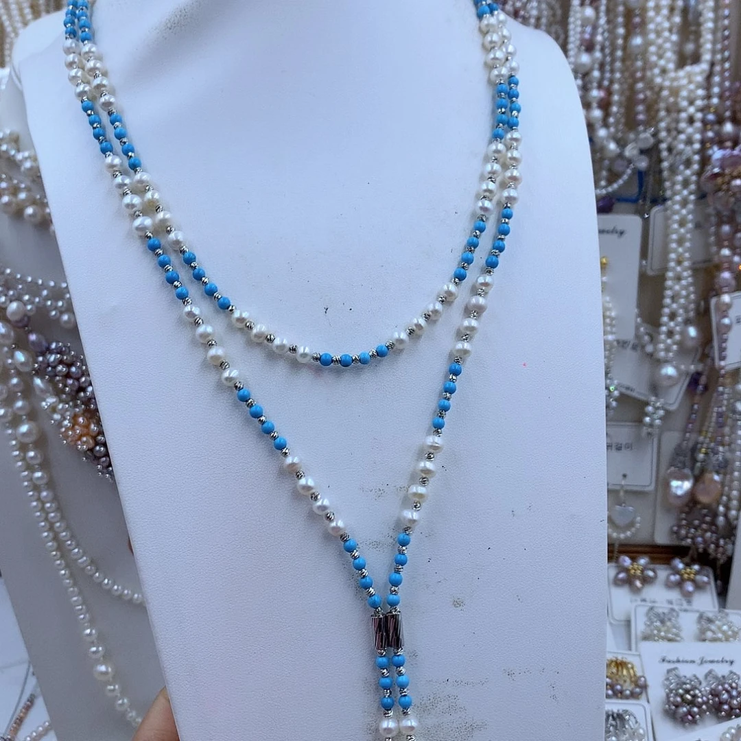 项链银S925镀金镶嵌淡水珍珠