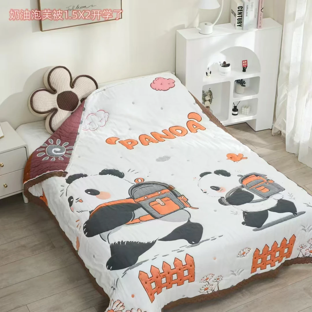 【被开学了】150/200奶油纱布春秋冬花边泡芙被